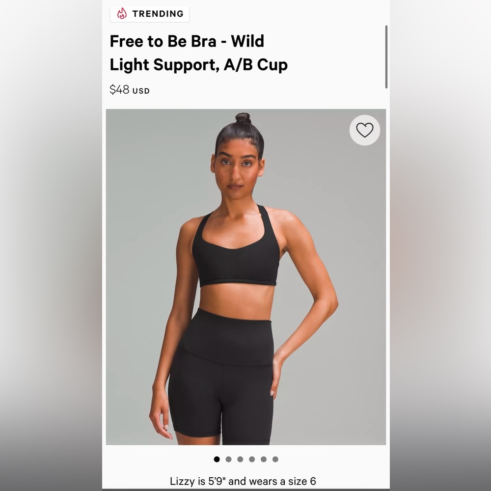 Lululemon Free To Be Bra Black Size 4 Brand New With Tag